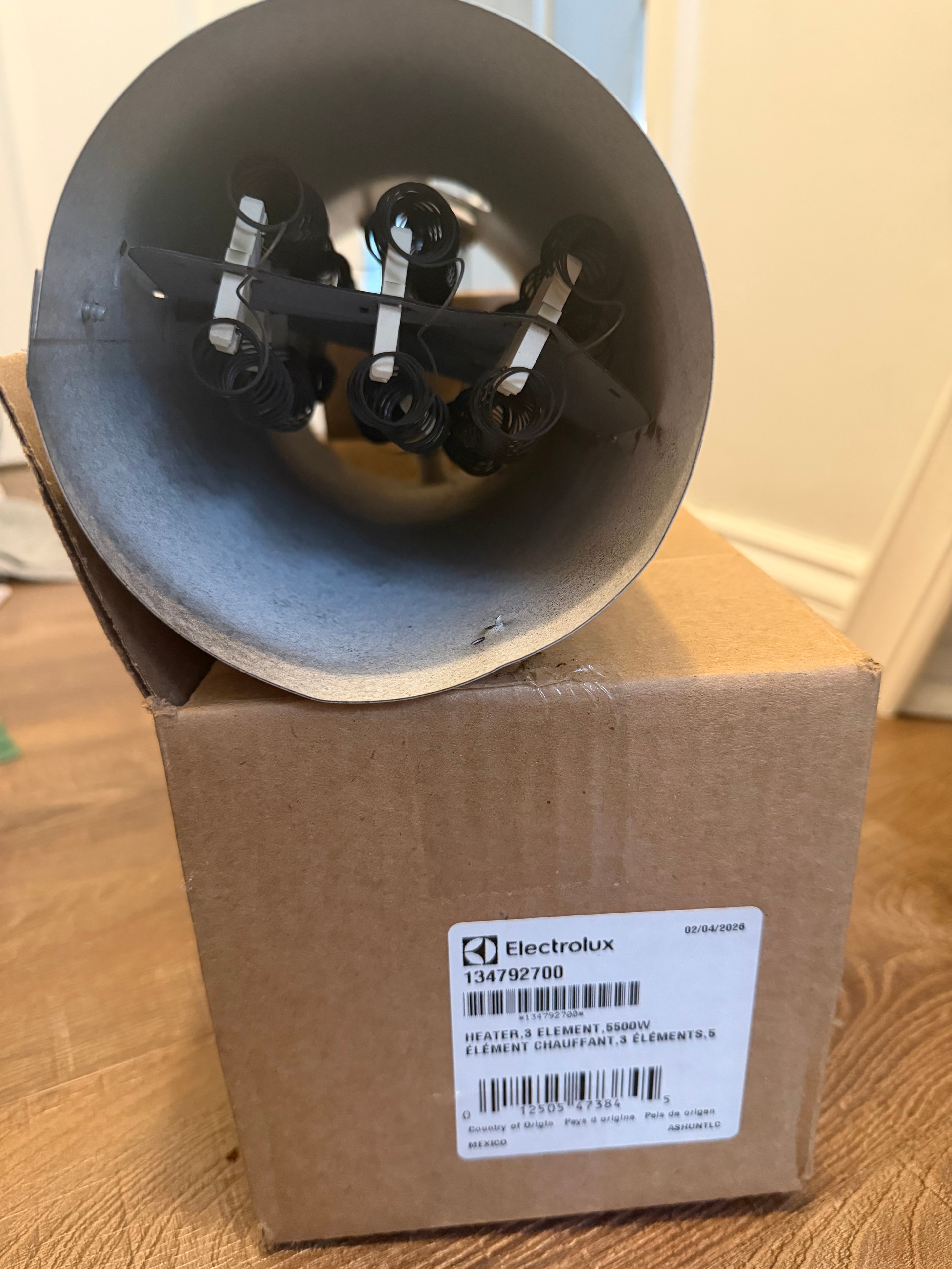 OEM Electrolux heating element assembly Part 134792700 in original packaging — Denver dryer repair