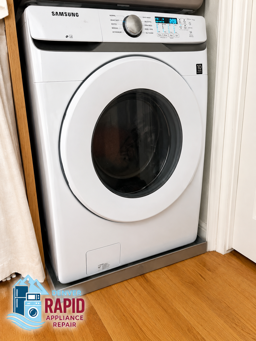 The Samsung WF45T6000AW washer in the customer's laundry room